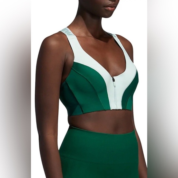 Adidas x Ivy Park - Drip 2 | Medium Support Zip Bra, Green Tint/Dark Green - Picture 2 of 12